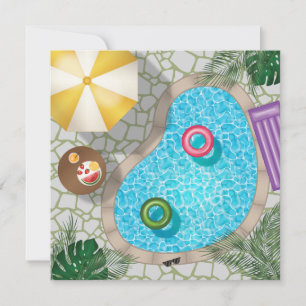 Invitation Fête d'anniversaire au bord de la piscine en été