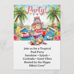 Invitation Fête d'anniversaire au bord de la piscine pour les