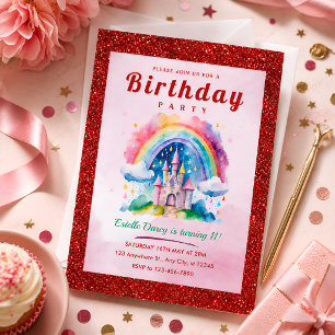 Invitation Fête d'anniversaire au Château Arc-en-Ciel Magique