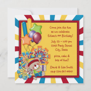 Invitation Fête d'anniversaire au cirque