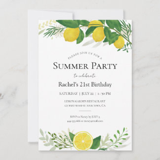 Invitation Fête d'anniversaire au citron frais