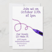 Invitation Fête d'anniversaire au crayon violet (Dos)