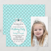 Invitation Fête d'anniversaire au diamant bleu sarcelle (Devant / Derrière)