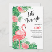 Invitation Fête d'anniversaire au flamant rose (Devant)