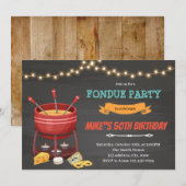 Invitation Fête d'anniversaire au fromage fondu (Devant / Derrière)
