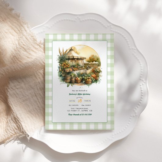 Invitation Fête d'anniversaire au marché fermier rustique de 