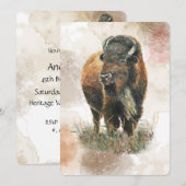 Invitation Fête d'anniversaire au parc animalier de bison de  (Devant / Derrière)