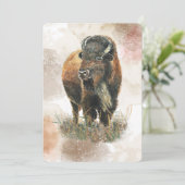 Invitation Fête d'anniversaire au parc animalier de bisons de (Debout devant)