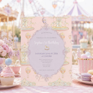 Invitation Fête d'anniversaire au parc d'attractions vintage