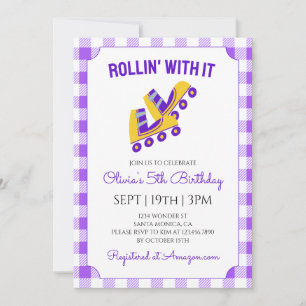 Invitation Fête d'anniversaire au patin à roulettes avec du v