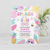 Invitation Fête D'Anniversaire Au Soleil Tropical Beach (Debout devant)