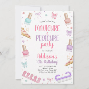 Invitation Fête d'anniversaire au Spa Pastel Mani-Pedi
