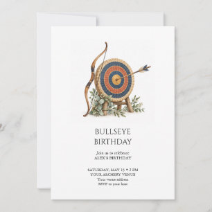 Invitation Fête d'anniversaire au tir à l'arc en plein dans l