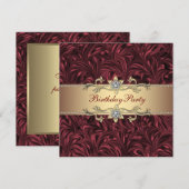 Invitation Fête d'anniversaire au vin rouge de Bourgogne et o (Devant / Derrière)