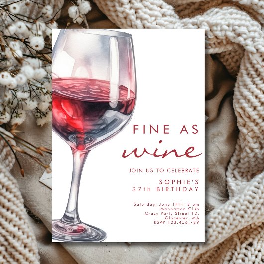 Invitation Fête d'anniversaire aussi bonne que du vin 