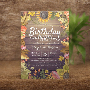 Invitation Fête d'anniversaire Automne Maple Sunflower Citrou