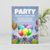 Invitation Fête d'anniversaire aux ballons (Debout devant)