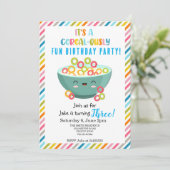 Invitation Fête d'anniversaire aux céréales (Debout devant)