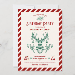 Invitation Fête d'anniversaire aux cerfs de Noël