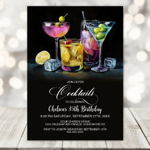 Invitation Fête d'anniversaire aux cocktails colorés