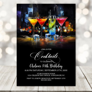 Invitation Fête d'anniversaire aux cocktails colorés