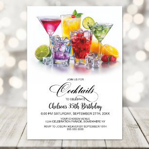 Invitation Fête d'anniversaire aux cocktails colorés