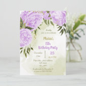 Invitation fête d'anniversaire aux fleurs violettes (Debout devant)