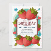 Invitation Fête d'anniversaire aux fraises (Devant)