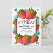 Invitation Fête d'anniversaire aux fraises (Debout devant)