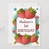 Invitation Fête d'anniversaire aux fraises (Dos)