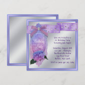 Invitation Fête d'anniversaire aux hortensias rose violet ble (Devant / Derrière)