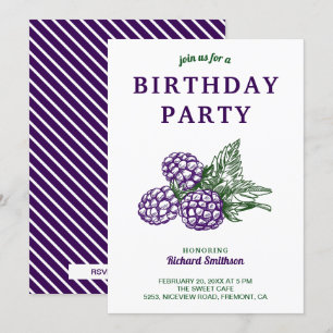 Invitation Fête d'anniversaire aux mûres sucrées élégantes