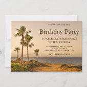 Invitation Fête d'anniversaire aux palmiers de l'île tropical (Devant)