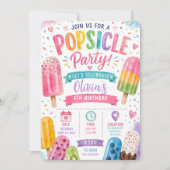 Invitation Fête d'anniversaire aux Popsicle Colorée d'été (Devant)