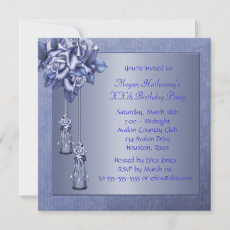 Invitation Fête d'anniversaire aux roses violettes quel que s
