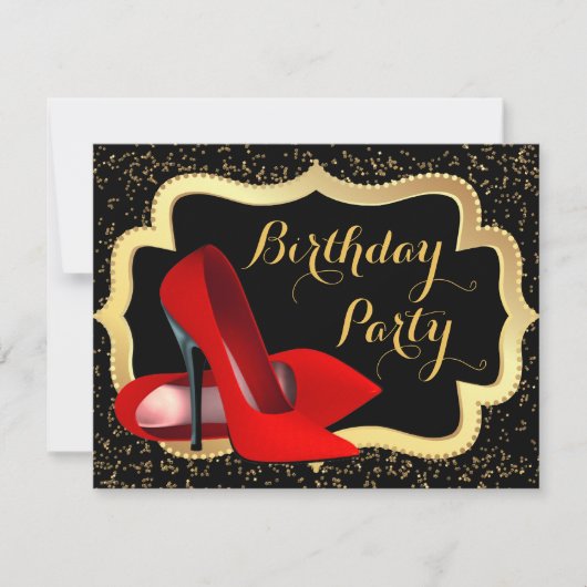 Invitation Fête d'anniversaire aux talons hauts rouges (Devant)
