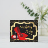 Invitation Fête d'anniversaire aux talons hauts rouges (Debout devant)