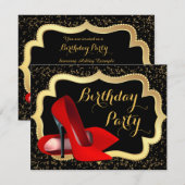 Invitation Fête d'anniversaire aux talons hauts rouges (Devant / Derrière)