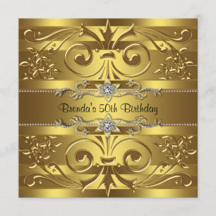 Invitation Fête d'anniversaire aux tourbillons dorés