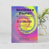 Invitation Fête d'anniversaire aux tourbillons psychédéliques (Debout devant)