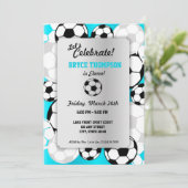 Invitation Fête d'anniversaire avec ballon de football (Debout devant)