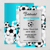 Invitation Fête d'anniversaire avec ballon de football (Devant / Derrière)
