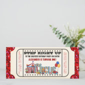 Invitation Fête d'anniversaire avec billet de cirque (Debout devant)