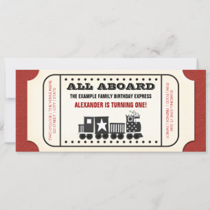 Invitation Fête d'anniversaire avec billet de train vintage