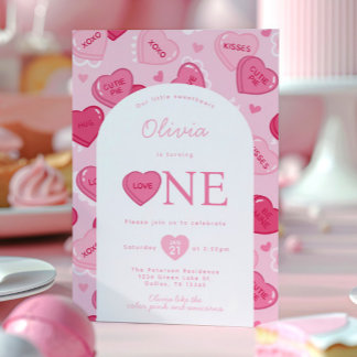 Invitation Fête d'anniversaire avec bonbons Sweetheart pour l