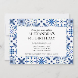 Invitation Fête d'anniversaire avec cadre de carreaux méditer