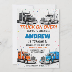 Invitation Fête d'anniversaire avec camion vintage personneli