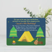 Invitation Fête d'anniversaire avec camping et soirée pyjama (Debout devant)
