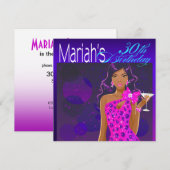 Invitation Fête d'anniversaire avec cocktail Pretty Lady coba (Devant / Derrière)