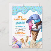 Invitation Fête d'anniversaire avec crème glacée baseball qui (Devant)